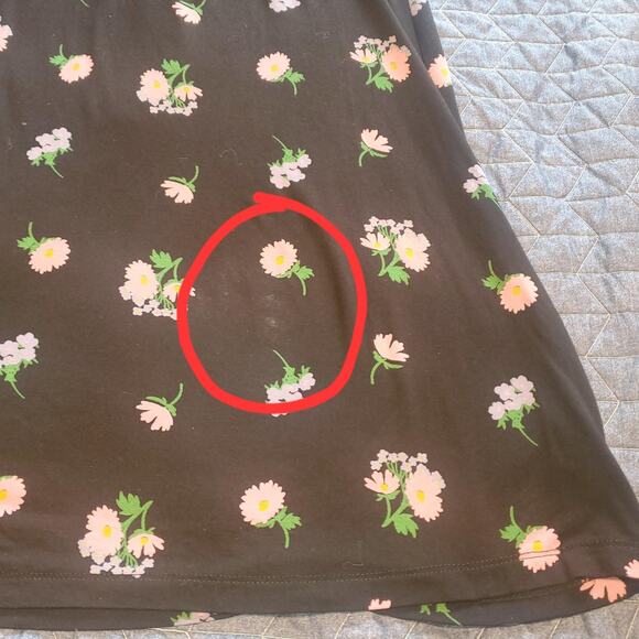 Asos Design Size 4 Waisted Midi Dark Floral Tea Dress 90s Y2K Phoebe Buffay FLAW - Picture 4 of 10